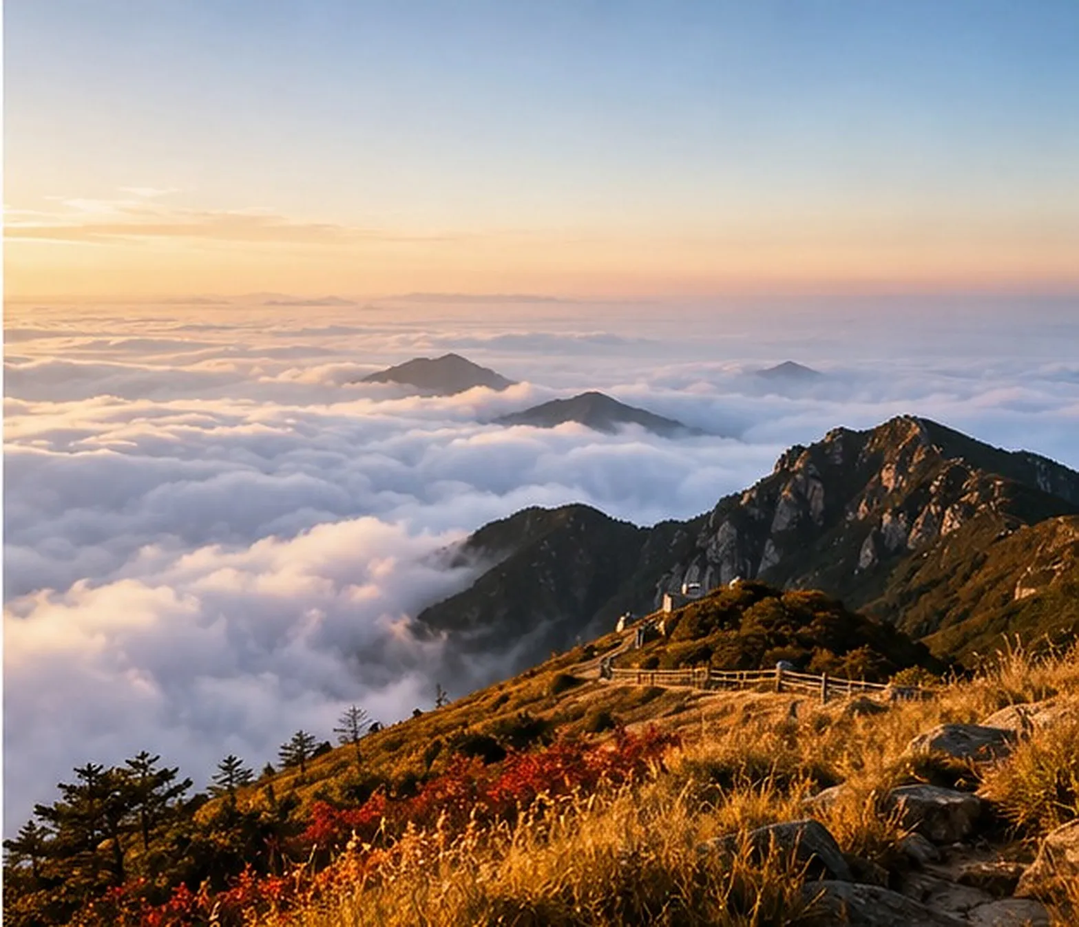 白马尖大别山主峰的秋日云海