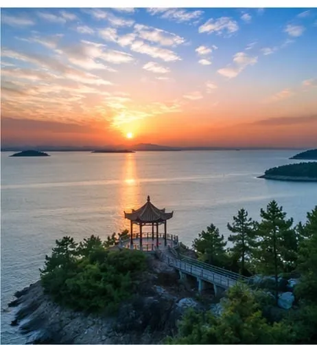 龙王岛日落湖景