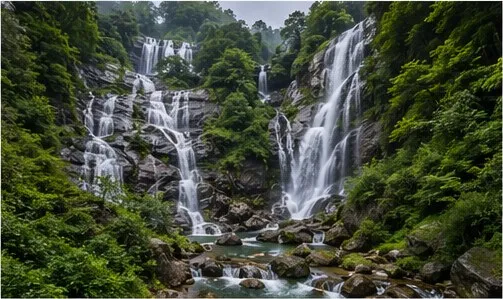 天堂寨瀑布群全景